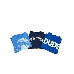 Crewcuts Set Of 3 Boys Long-Sleeve Graphic Tees With Moon New York & Dude Prints